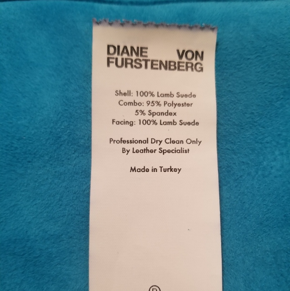 DVF 100% Lamb Suede Patch-Pocket Mini Skirt Teal - Picture 7 of 8